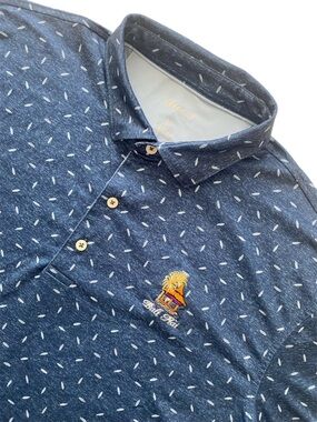 johnnie-O Bali Hai Navy Performance Stretch AOP Print Polo Golf Shirt